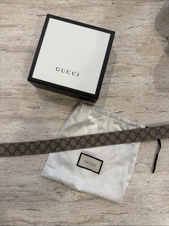 Gucci Other - Gucci GG Supreme Canvas Reversible Web Belt in Beige Brown/Black